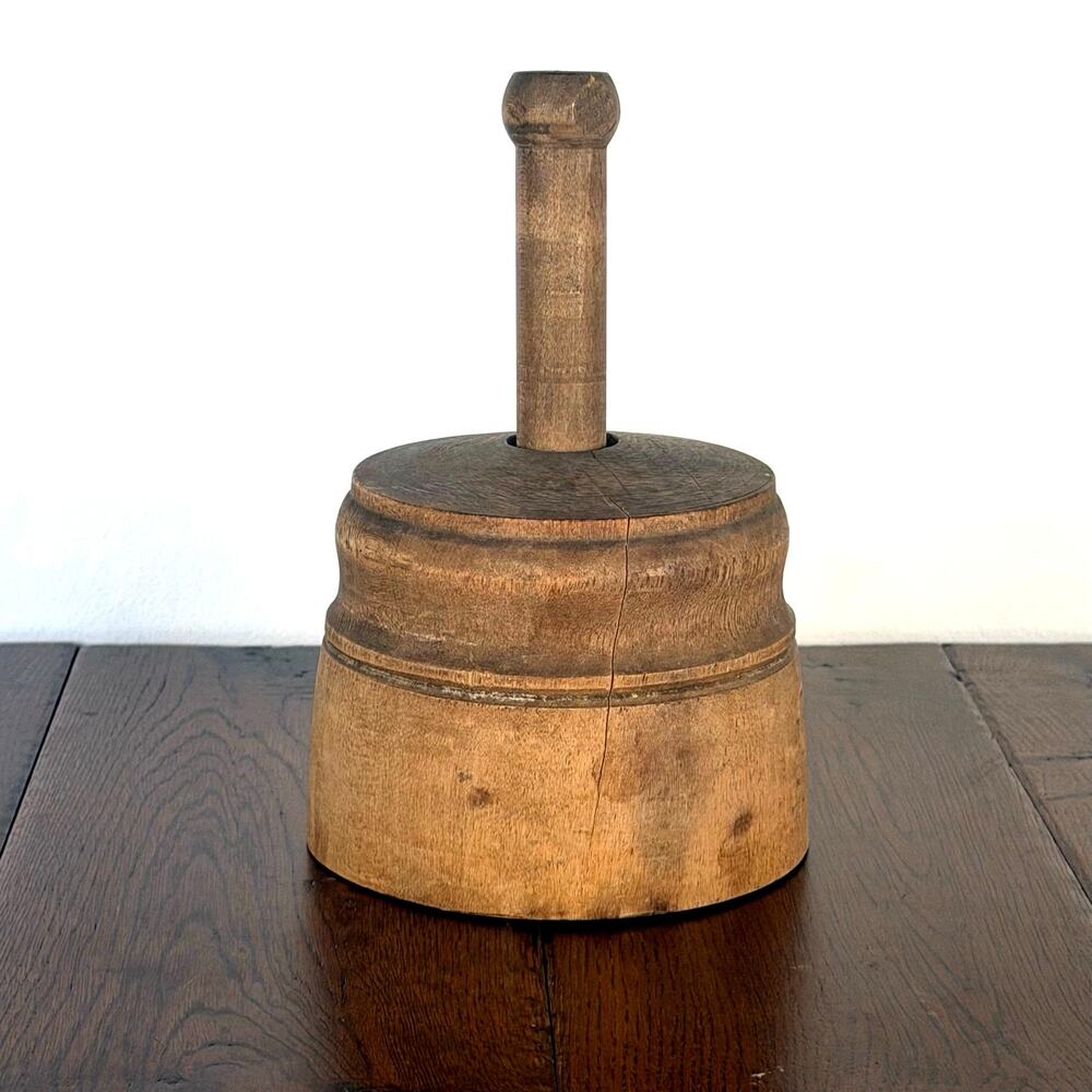 Antique Wooden Butter Mold | Hand Carved Flower Butter Press | Primitive Kitchen